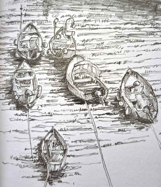 1000028199 Sketch of fishing boats in harbour